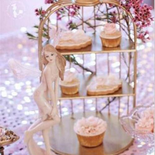  BESTonZON 20cm 3 Tier Cake Stand with Bird Cage Shape Dessert Display Stand Cake Snack Ice Cream Holder Table Decoration (Golden)