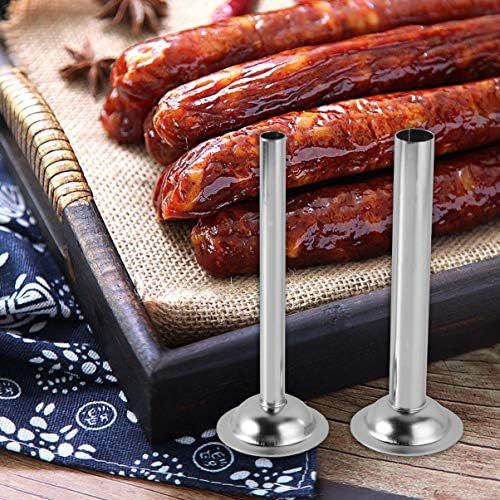  [아마존베스트]BESTONZON Sausage Filler Stainless Steel Pipes Sausage Filler Meat Mincer Attachment (Pack of 2)