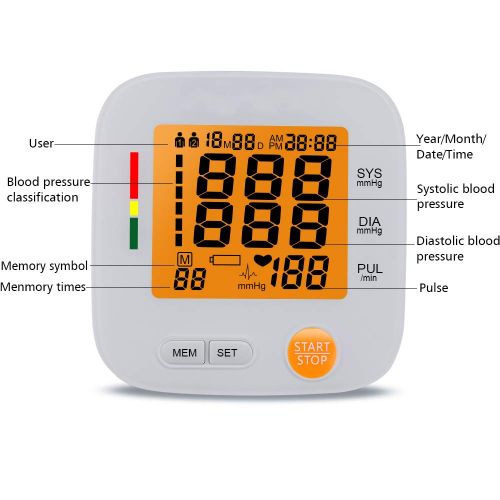  BESUNTEK Blood Pressure Monitor with Blood Pressure Cuff 8.7- 16.5 inch Backlit Acrylic Display IHB Indicator 2...