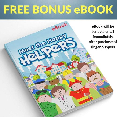  BETTERLINE Limited Edition Happy Helpers Finger Puppets 12-Piece Set - Teach and Learn with a Variety of Neighborhood People Characters - Free Bonus E-Book - For Families, Children, Kindergar