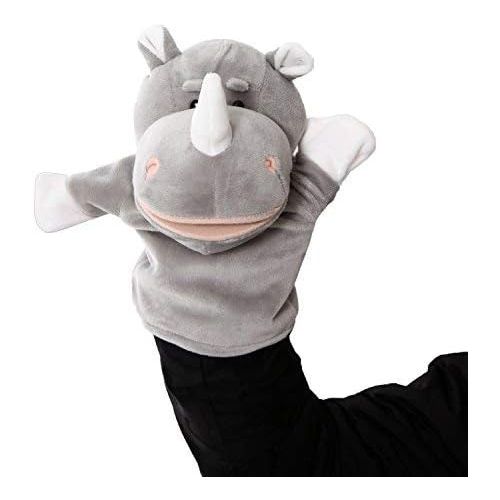  BETTERLINE 5-Piece Set Animal Hand Puppets with Open Movable Mouth / Zoo, Safari, Farm, Jungle / Tiger, Rhino, Lion, Crocodile and Zebra