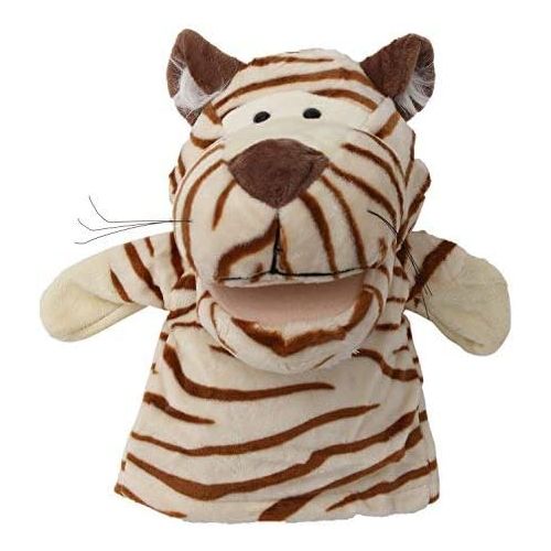  BETTERLINE 5-Piece Set Animal Hand Puppets with Open Movable Mouth / Zoo, Safari, Farm, Jungle / Tiger, Rhino, Lion, Crocodile and Zebra