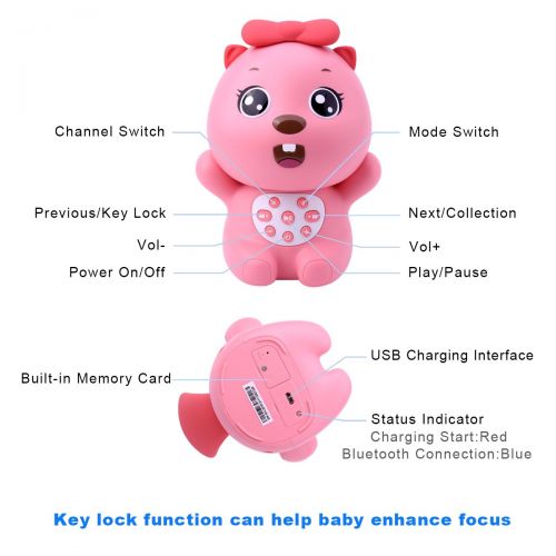  BEVA Beva Wireless Cartoon Bluetooth Speaker Cute Beaver Childrens Digital Player, Supporting TF Card Mp3 Player for Kids, Baby,Child
