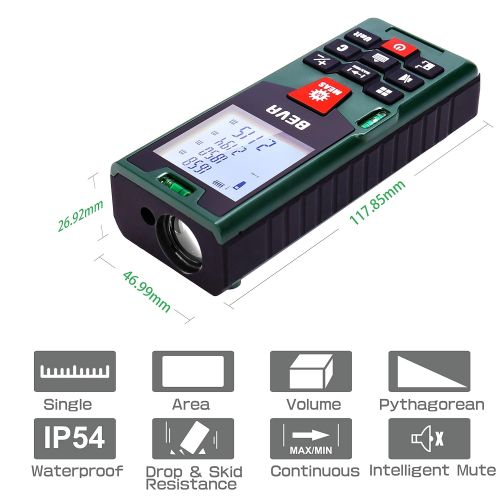  [아마존 핫딜]  [아마존핫딜]Laser Entfernungsmesser 60M Laser Messgerat Distanzmesser (Messbreich 60m/±2mm) mit LCD Hintergrundbeleuchtung, Staub/Spritzwasserschutz IP54 von BEVA