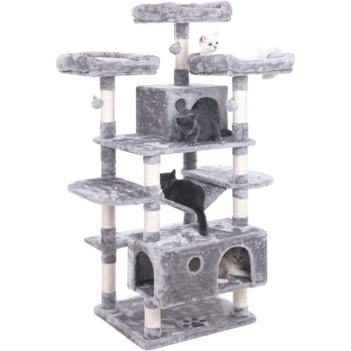  [아마존 핫딜] BEWISHOME Large Cat Tree Condo with Sisal Scratching Posts Perches Houses Hammock, Cat Tower Furniture Kitty Activity Center Kitten Play House MMJ03