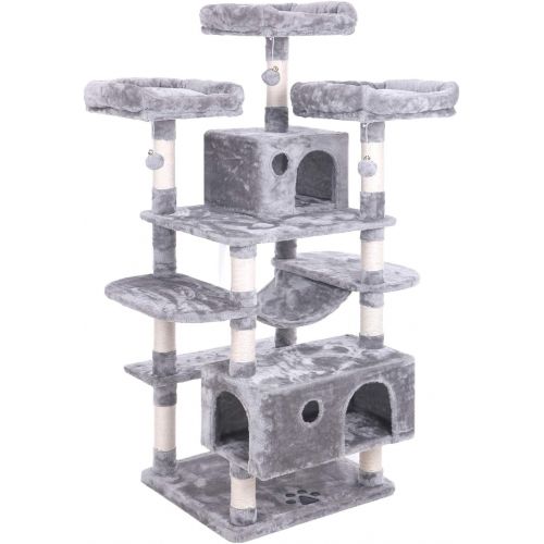  [아마존 핫딜] BEWISHOME Large Cat Tree Condo with Sisal Scratching Posts Perches Houses Hammock, Cat Tower Furniture Kitty Activity Center Kitten Play House MMJ03