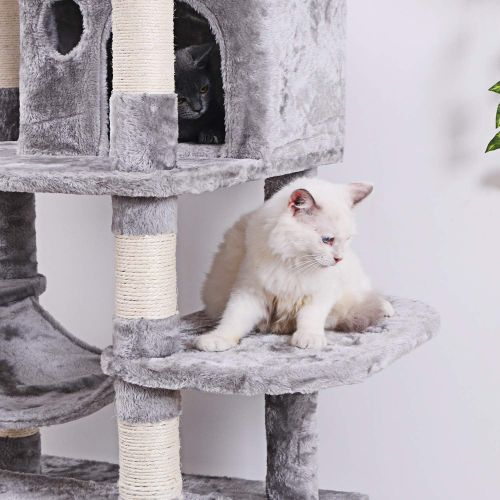  [아마존 핫딜] BEWISHOME Large Cat Tree Condo with Sisal Scratching Posts Perches Houses Hammock, Cat Tower Furniture Kitty Activity Center Kitten Play House MMJ03