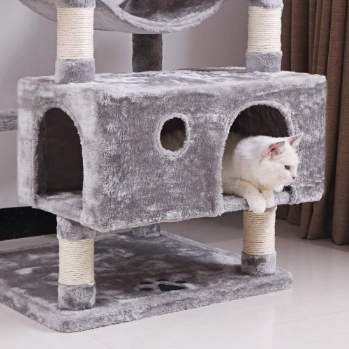  [아마존 핫딜] BEWISHOME Large Cat Tree Condo with Sisal Scratching Posts Perches Houses Hammock, Cat Tower Furniture Kitty Activity Center Kitten Play House MMJ03