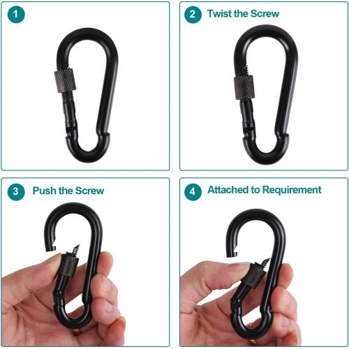  [아마존베스트]BEWISHOME 4 Pack Carabiner Hooks Hammock Locking Solid Metal D Clips with Heavy Duty 500LBS Screw Gate Hammock Locking,Quick Link for Outdoor Camping Hiking Traveling Backpacking B