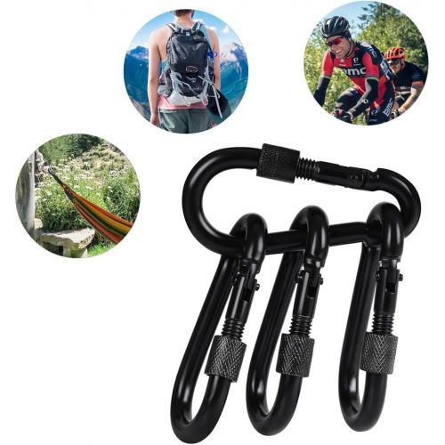  [아마존베스트]BEWISHOME 4 Pack Carabiner Hooks Hammock Locking Solid Metal D Clips with Heavy Duty 500LBS Screw Gate Hammock Locking,Quick Link for Outdoor Camping Hiking Traveling Backpacking B