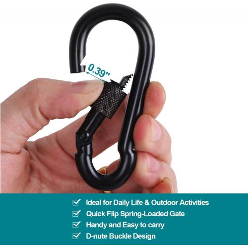  [아마존베스트]BEWISHOME 4 Pack Carabiner Hooks Hammock Locking Solid Metal D Clips with Heavy Duty 500LBS Screw Gate Hammock Locking,Quick Link for Outdoor Camping Hiking Traveling Backpacking B