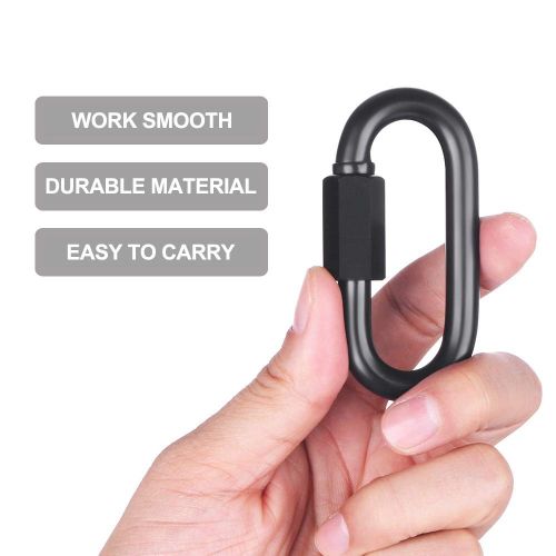  [아마존베스트]BEWISHOME D Shape Locking Carabiner,Black Quick Links,4 PCS Chain Links,Heavy Duty Durable Chain Connector,Black,HDK03H