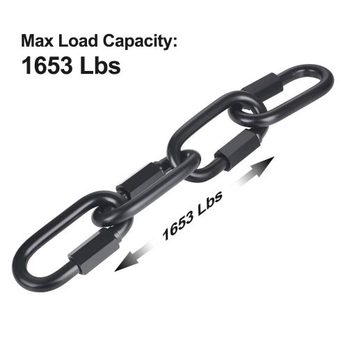  [아마존베스트]BEWISHOME D Shape Locking Carabiner,Black Quick Links,4 PCS Chain Links,Heavy Duty Durable Chain Connector,Black,HDK03H