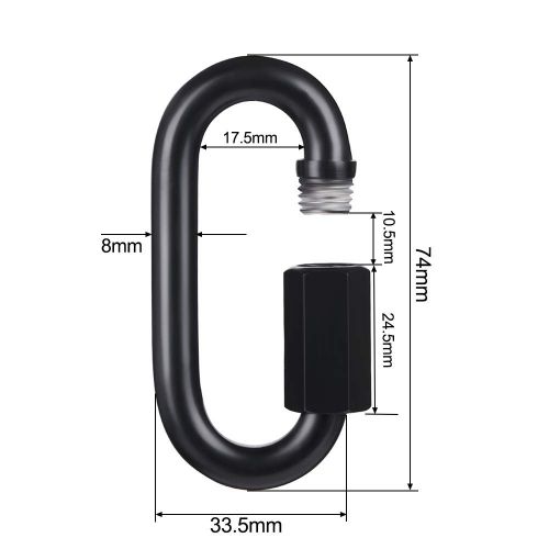  [아마존베스트]BEWISHOME D Shape Locking Carabiner,Black Quick Links,4 PCS Chain Links,Heavy Duty Durable Chain Connector,Black,HDK03H