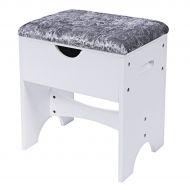 BEWISHOME Vanity Stool Bedroom Makeup Vanity Bench Piano Seat with Upholstered Seat and Storage, White FSD01M