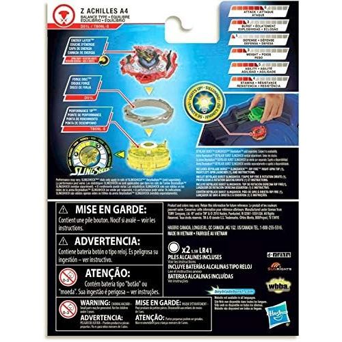  [아마존베스트]BEYBLADE Burst Slingshock Rip Fire Starter Pack Z Achilles A4: Battling Light-Up Top with Right/Left-Spin Launcher, Age 8+