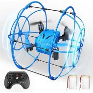 BEZGAR HQ053 Remote Control Drone for Kids - RC Mini Spherical Rolling Quadcopter Beginner 360 Degree Flip, Christmas Birthday Gift Indoor Outdoor Toys for Boys Age 4 5 6 7 8-12, Blue