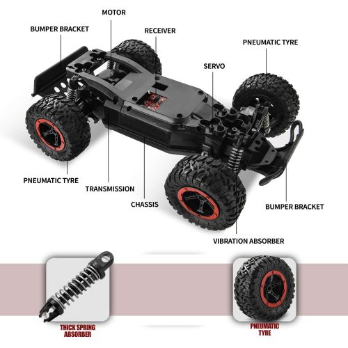  [아마존베스트]XIXOV Remote Control Car, 1:14 Aluminium Alloy Off Road Large Size Kids High Speed Fast Racing Monster Vehicle Hobby Truck Electric Hobby Toy with Two Rechargeable Batteries for Bo