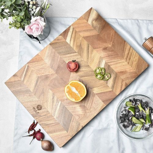  BF BILL.F SINCE 1983 BILL.F Chopping Board, Acacia Wood Kitchen Cutting Board with End Grain, Large Wooden Chopping Boards 18 by 13 by 1 Inch