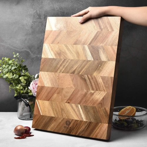  BF BILL.F SINCE 1983 BILL.F Chopping Board, Acacia Wood Kitchen Cutting Board with End Grain, Large Wooden Chopping Boards 18 by 13 by 1 Inch