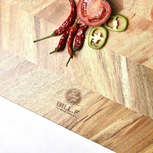  BF BILL.F SINCE 1983 BILL.F Chopping Board, Acacia Wood Kitchen Cutting Board with End Grain, Large Wooden Chopping Boards 18 by 13 by 1 Inch