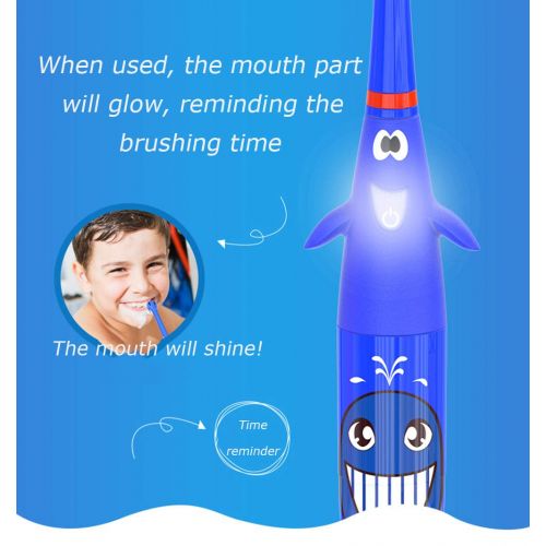  BF-DCGUN Kids Sonic Toothbrush for Baby or Children with Funny Led Light,Baby Electric Sonic Toothbrush for Age 3+ with Timer with 2 Replacement Soft Heads