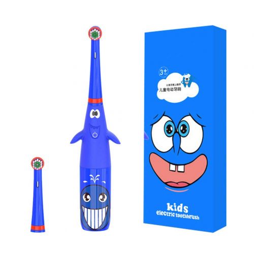  BF-DCGUN Children Rotating Electric Toothbrush with Funny LED Light,Kids Sonic Toothbrush with 2 Replacement Brush Head for Plaque Removal and Teeth Whitening