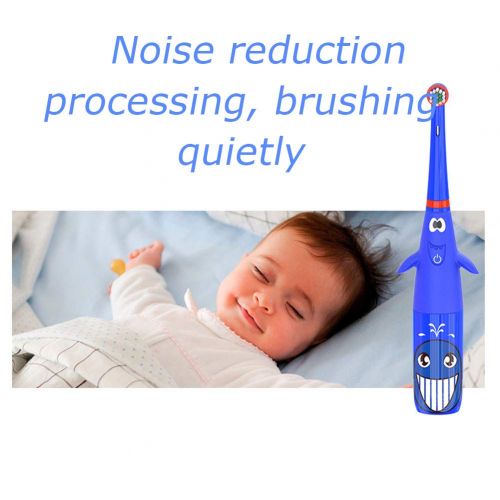  BF-DCGUN Children Rotating Electric Toothbrush with Funny LED Light,Kids Sonic Toothbrush with 2 Replacement Brush Head for Plaque Removal and Teeth Whitening