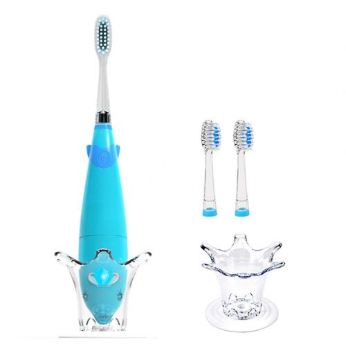  BF-DCGUN Sonic Electric Toothbrush for Kids Waterproof Smart Timer,3 Extra Soft Heads for Kids (Age of 3+) Replaceable Battery Powered Traveling Electric Brushes