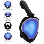 BF-DCGUN Foldable Full Face Snorkel Mask 180° Panoramic View Anti-Fog Anti-Leak Easy Breathing, Snorkeling Set with Detachable Camera Mount