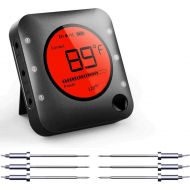 [아마존 핫딜]  [아마존핫딜]Bfour Bluetooth Meat Thermometer Smart Wireless Remote Digital BBQ Thermometer APP Controlled with 6 Stainless Steel Probes, Large LCD Display for Cooking Smoker Grilling Oven