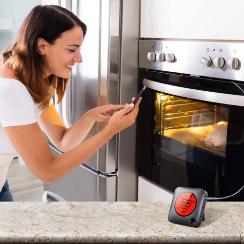  [아마존 핫딜]  [아마존핫딜]Bfour Bluetooth Meat Thermometer Smart Wireless Remote Digital BBQ Thermometer APP Controlled with 6 Stainless Steel Probes, Large LCD Display for Cooking Smoker Grilling Oven