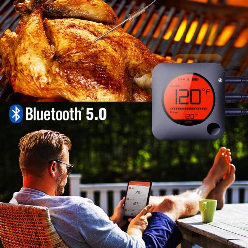  [아마존 핫딜]  [아마존핫딜]Bfour Bluetooth Meat Thermometer Smart Wireless Remote Digital BBQ Thermometer APP Controlled with 6 Stainless Steel Probes, Large LCD Display for Cooking Smoker Grilling Oven