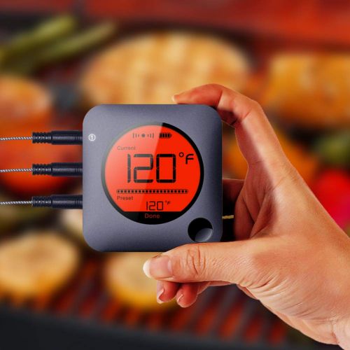  Bfour Bluetooth Meat Thermometer Smart Wireless Remote Digital BBQ Thermometer APP Controlled with 6 Stainless Steel Probes, Large LCD Display for Cooking Smoker Grilling Oven