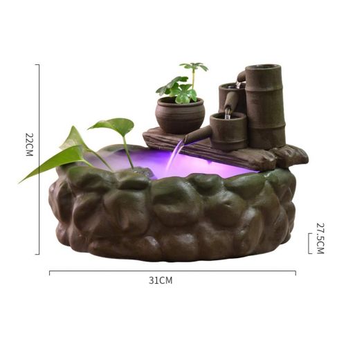  BFZJ Fish tank Living Room Fountain Aquarium, Desktop Humidifier Creative Decoration Ceramic, Flowing Water Waterfall TV Cabinet Decoration, (Color : A-302621cm, Size : No Nebulize