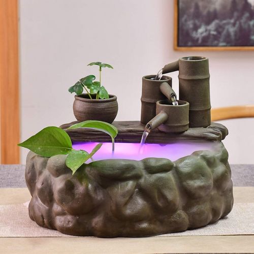  BFZJ Fish tank Living Room Fountain Aquarium, Desktop Humidifier Creative Decoration Ceramic, Flowing Water Waterfall TV Cabinet Decoration, (Color : A-302621cm, Size : No Nebulize