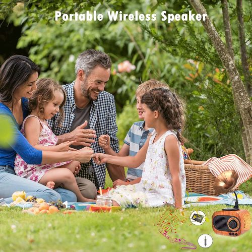  BGJOY Retro Music Speaker Vintage Wireless Speaker Portable Outdoor Speaker Loud Stereo Sound Rechargeable Speaker Built in Mic Support Answering Calls USB TF Card AUX for Home Party Off