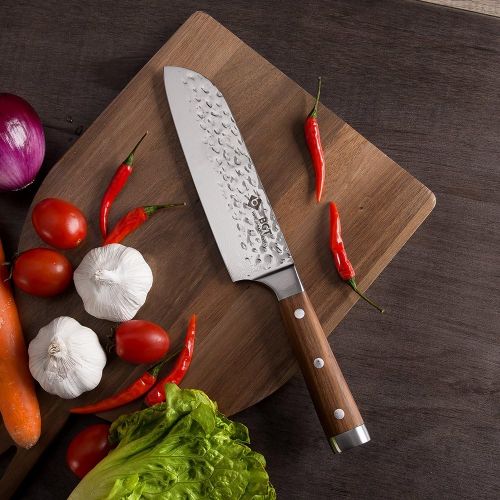  [아마존 핫딜]  [아마존핫딜]BGT Japanese 67 Layer High Grade VG-10 Super Damascus Steel Knives, Sharp, Teak Handle Professional Hammered Kitchen Knife Set with Knife Roll Bag 6Pcs Set (Silver Blade)