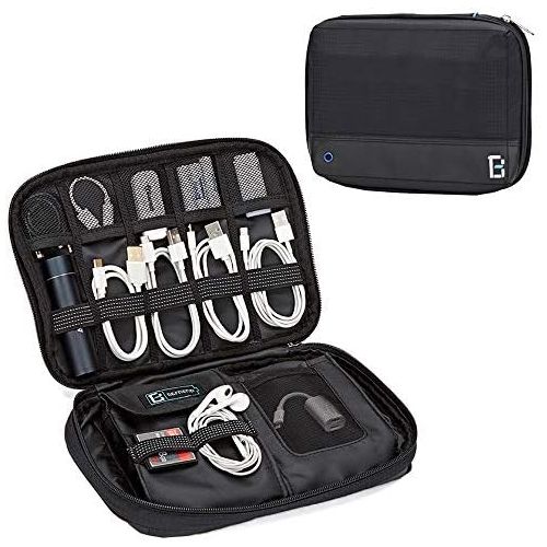  [아마존베스트]BGTREND Electronic Organizer, Small Travel Cable Bag Compatible with Power Bank, Adapter, USB Charger, SD Card, Black