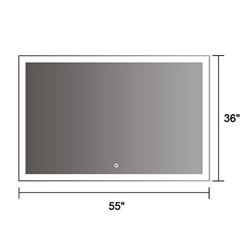  BHBL 55 x 28 in Horizontal Clock LED Bathroom Mirror with Anti-Fog and Bluetooth Function (DK-C-N031-BC)