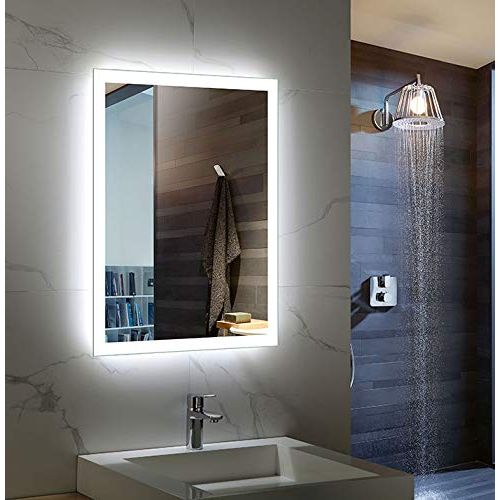  BHBL 55 x 28 in Horizontal Clock LED Bathroom Mirror with Anti-Fog and Bluetooth Function (DK-C-N031-BC)
