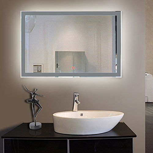  BHBL 55 x 28 in Horizontal Clock LED Bathroom Mirror with Anti-Fog and Bluetooth Function (DK-C-N031-BC)