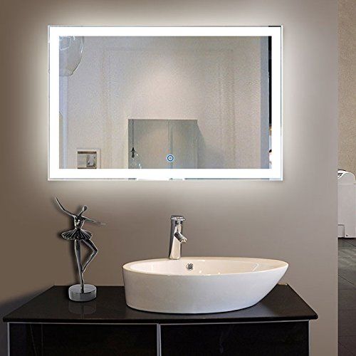  BHBL 55 x 28 in Horizontal Clock LED Bathroom Mirror with Anti-Fog and Bluetooth Function (DK-C-N031-BC)