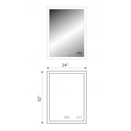  BHBL 55 x 28 in Horizontal Clock LED Bathroom Mirror with Anti-Fog and Bluetooth Function (DK-C-N031-BC)