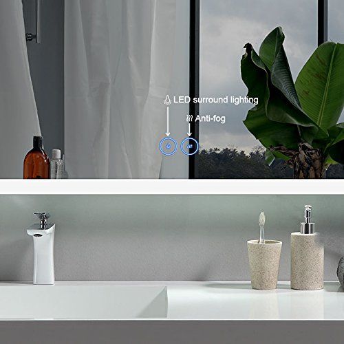  BHBL 55 x 28 in Horizontal Clock LED Bathroom Mirror with Anti-Fog and Bluetooth Function (DK-C-N031-BC)