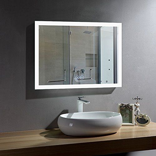  BHBL 55 x 28 in Horizontal Clock LED Bathroom Mirror with Anti-Fog and Bluetooth Function (DK-C-N031-BC)