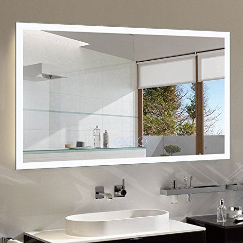  BHBL 55 x 28 in Horizontal Clock LED Bathroom Mirror with Anti-Fog and Bluetooth Function (DK-C-N031-BC)