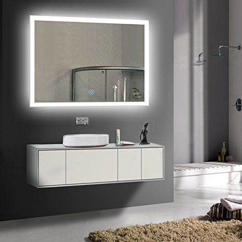  BHBL 55 x 28 in Horizontal Clock LED Bathroom Mirror with Anti-Fog and Bluetooth Function (DK-C-N031-BC)