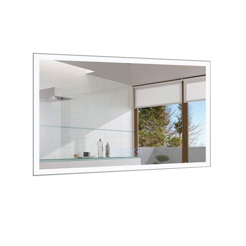  BHBL 55 x 28 in Horizontal Clock LED Bathroom Mirror with Anti-Fog and Bluetooth Function (DK-C-N031-BC)