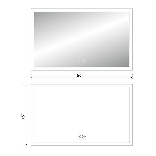  BHBL 55 x 36 in Horizontal LED Bathroom Silvered Mirror with Touch Button (N031-C)